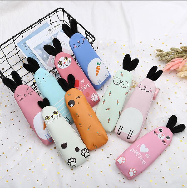 Creative cartoon lovely rabbit Pencil Case kawaii big capacity pencil bag/box office Stationery Pen Bag Gift for Student escolar