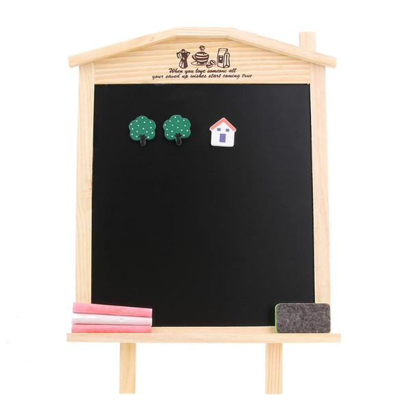 Office School Desk Message Wood Blackboard Chalkboard Kids Wooden Writing Drawing Black Board with Chalk Magnetic Nail 36*17cm