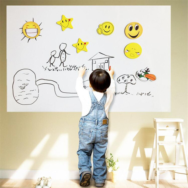 45x200CM PVC Whiteboard Wall Stickers Decals Vinyl Removable DIY White Board Sticker for Kids With Marker Pen Wiht Retail Packaging