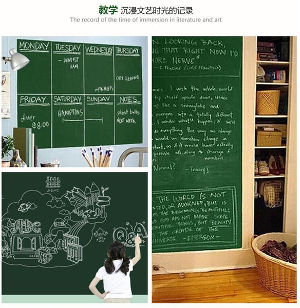 45x200cm Erasable Chalkboard Stickers with chalks Marker pens Removable PVC Black white board sticker for office training education