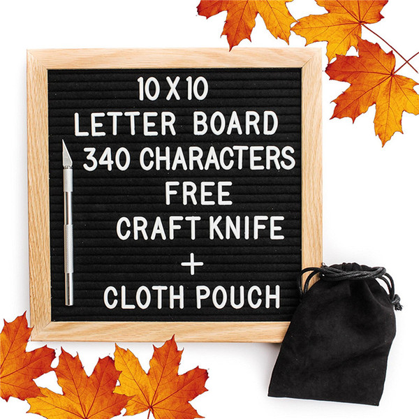 10*10inch Changable Black Felt Letter Board with 360 Characters Free Craft Knife and Pouch for Home Office Business Events and Social Media