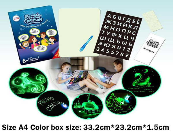 portable A4 children fluorescent writing board drawing graffiti board handwriting LED electronic fluorescent light board Bedtime toy