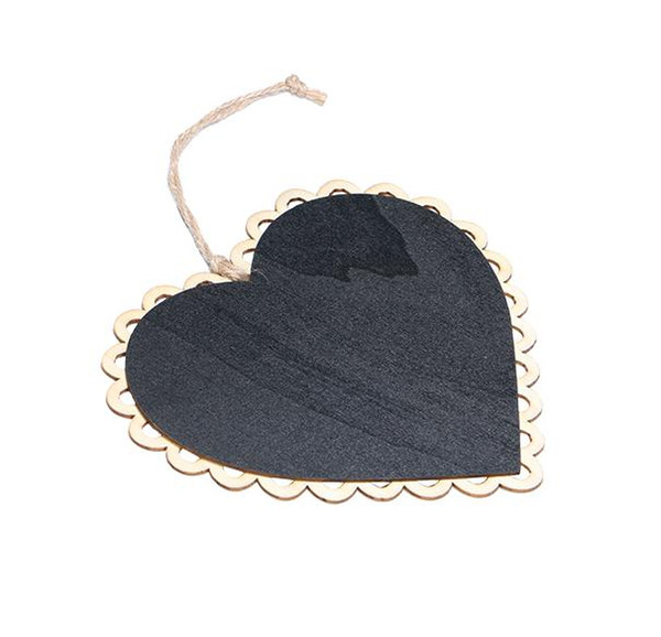 15x16cm Wooden Hanging Blackboard with Hemp String Love Heart Chalkboard Luggage Label Message Board Hang Tag Welcome Sign Board