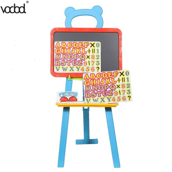 3in1 Children Kids Learning Easel Stand Magnetic White Black Board Chalkboard Blackboard Whiteboard Alphabet Number Chalk