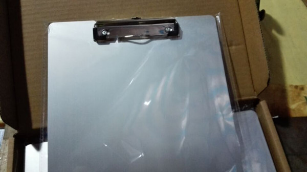 Promotional aluminum metal clipboard A4 writing clipboard with hanging hook