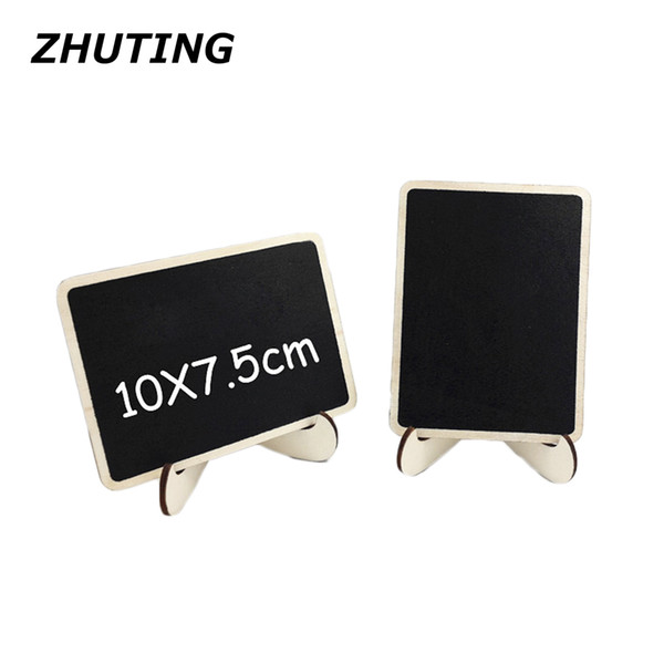 10pcs Mini Wooden Rectangle Chalkboard With Removable Stand For Table Memo