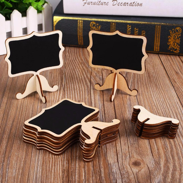 Cobee 10pcs Mini Wooden Blackboard Chalkboard Stick Stand Holder Event Party Decor School Supplies