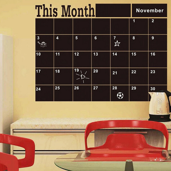 new Black Chalk Blackboard Board Chalkboard Monthly Planner Sticker Schedule Size:60cm x 44cm