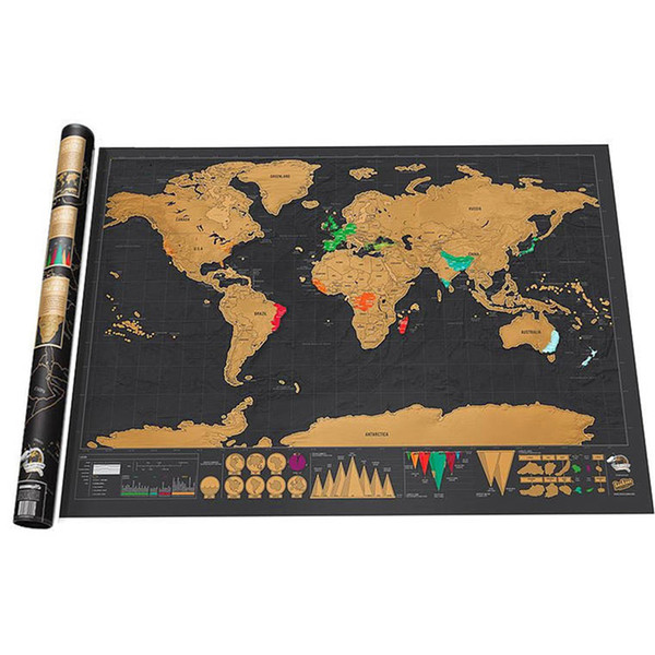 Scratch off World Map Wall Sticker Erase Black World Map Best Decor Personalized Travel Scratch for Map Room Home Decor School Office