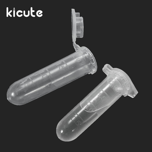 Wholesale- Kicute 100pcs Newest 2ml Transparet Plastic Centrifuge Test Tube Vial Sample Container Bottle With Cap School Lab Supplies