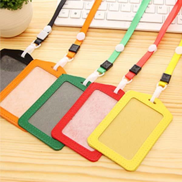 20pcs ID Badge Holder PU ID Card Accessories Holder Credit Card Bus Card Case Stationery School supplies With Lanyard Papelaria