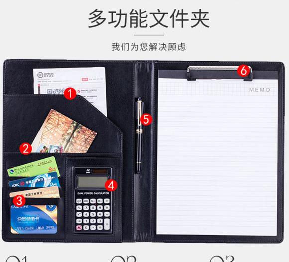 PU Leather A5 Portable Business Portfolio Padfolio