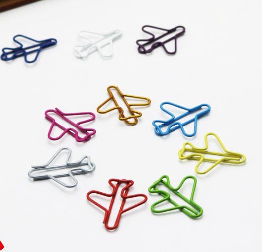 20mm Colorful plane paper clips Note paper clips book mark Office School supply silver tone Paper Clips bookmark cheap wholesale