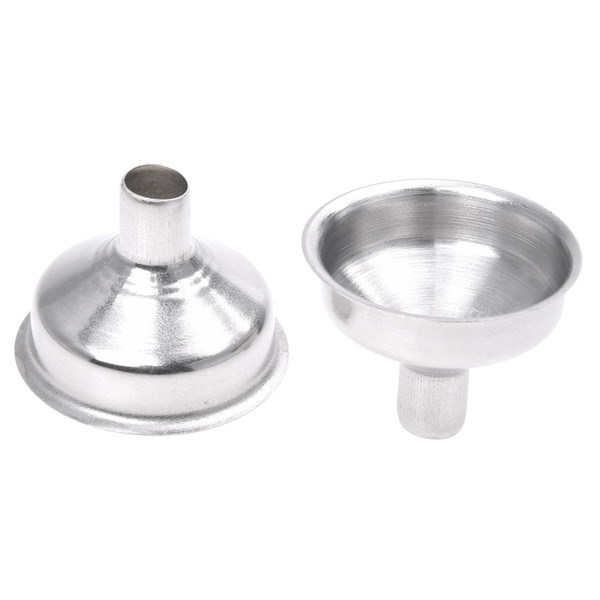 Wholesale- 2Pcs Stainless Steel Hip Flask Funnel--Silver