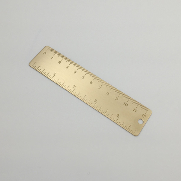 New 2 PCs Vintage Brass Copper Handy Mini Straight Measurement Ruler School Metal Bookmark CM Inch Dual Scales