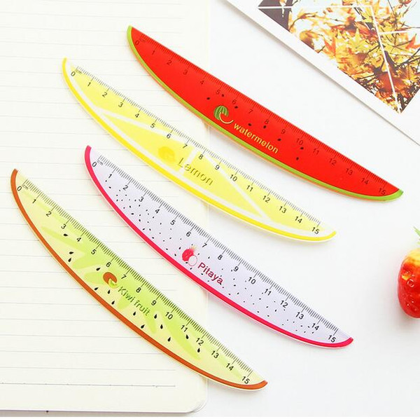 15cm Cute Kawaii Plastic Ruler Creative Fruit Ruler For Kids Student Novelty Item Korean Stationery Free Shipping G1186