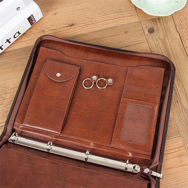 High Quality PU Leather A4 Multi Function Office Folder Creative Bag Shape Can Store Keys And Files Direct Factory Price Hot Sale