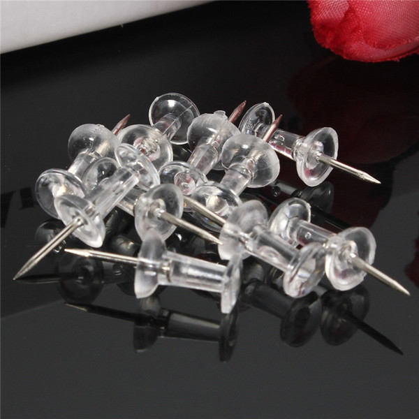 50pcs New Plastic Transparent Decorative Push Pins Thumbtacks Steel Point Bulletin Board Office School Stationery Supplies