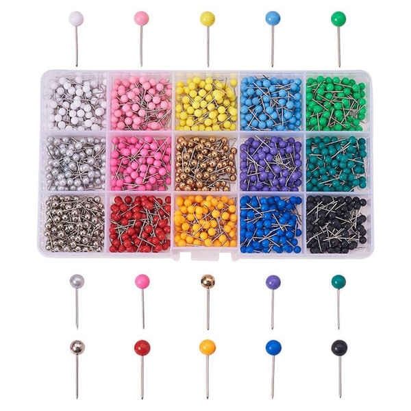 15000pcs pushpins map pins candy color Creative stationery 15 colors ball needle map needls wholesale free shipping