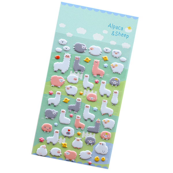 Wholesale-Korea Styling Kawaii 3d Cartoon Sheep Alpaca Pvc Diary Bubble Stickers Decorative For Notebook Albums Card Paper