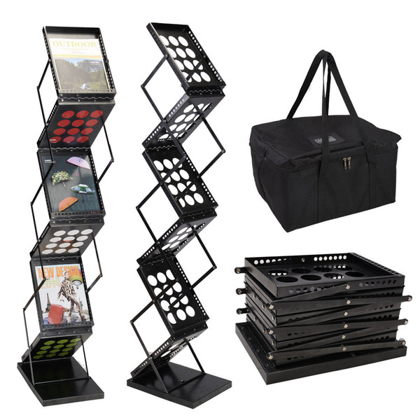 6 Pocket Magazine Display Holder Literature Rack Pop-up Folding Brochure Rack