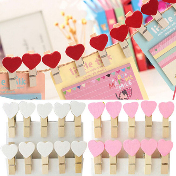 Love Heart Wooden Clothespin Office Supplies Craft Clips DIY Clothes Paper Peg Clothespin 20Pcs Colored Mini 3.5x0.7cm