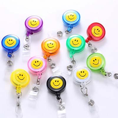 10 Pieces Badge Reel Lanyard Badge Holder Smiling Face High Quality School Office Exhibition Badge Holders Supplies