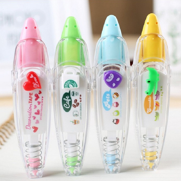 New Creative Colorful Stationery Correction Tape With Cute Pattern Key Tags Students Kids Decoration Free Shipping