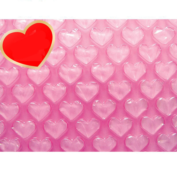 Wholesale-0.3*60m New Heart-shaped Cushioning Package Bubble Roll Air Inflatable Packaging Wrap Foam Pouch Protection Shipping Foam Rolls