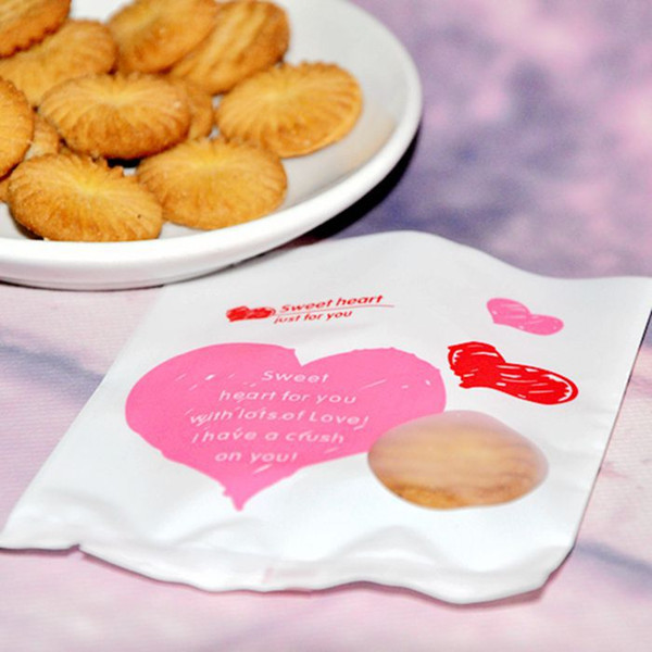 Love pink matte translucent bag flat bag 100 bags of biscuits