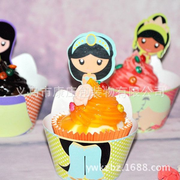 Baking Cup Cake side inserted card suit 12 side pieces of +12 pieces inserted card double decorative pattern clearance