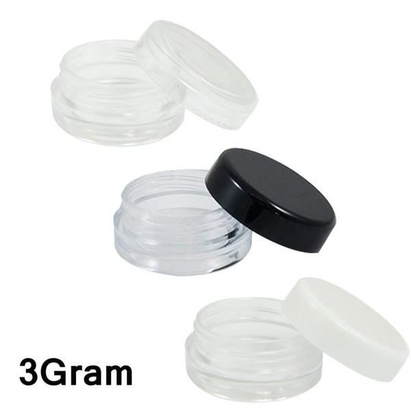 3ML Clear Base Empty Plastic Container Jars Pot 3 Gram Size For Cosmetic Cream Eye Shadow Nails Powder Jewelry