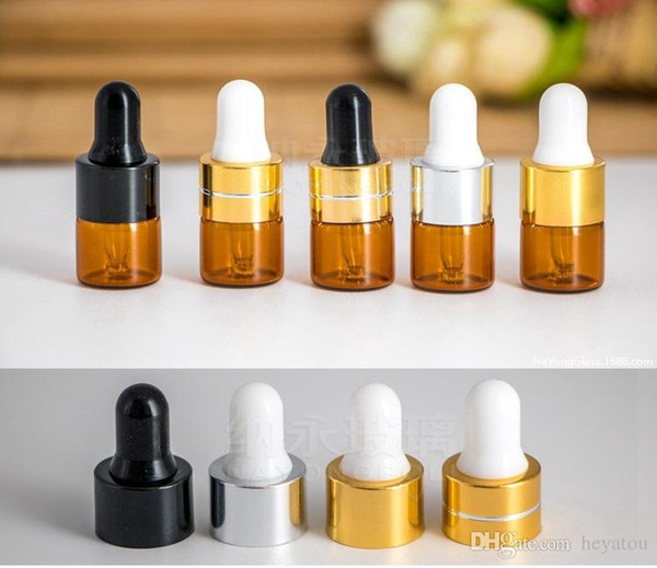 Amber Dropper Bottle 1ml 2ml 3ml 100pcs Mini Glass Bottle Essential Oil Display Vial Small Serum Perfume Amber Color