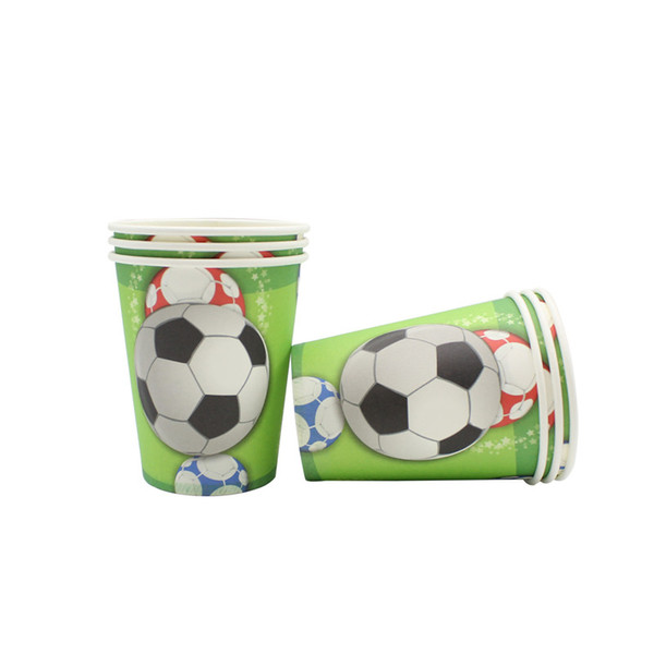 6pcs Disposable Cups Tableware Green Football Birthday Party Supplies Easter Wedding Decorations Kids Boy Baby Shower Blue Cups