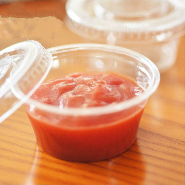 4 Oz Food Grade PP Disposable Sauce Cup With Cover Idea for Outdoor Spice and Sauce Take Out Ketchup Container 100 Pcs