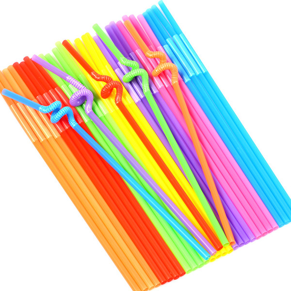 100PC/Pack Birthday Party Wedding Plastic Disposable Straws Bar Decoration Supplies Handwork Materials For Children DIY Craft