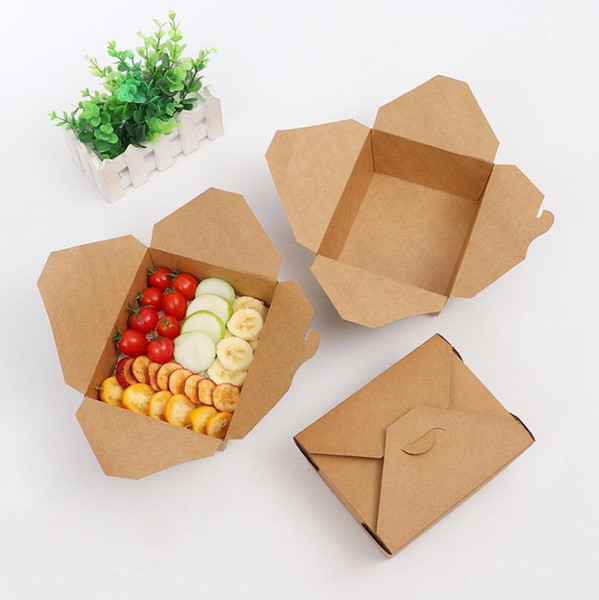 Disposable Kraft Paper Lunch Box Eco Friendly Anti Oil Leakproof Takeaway Picnic Box Travel Food Containers LX5053