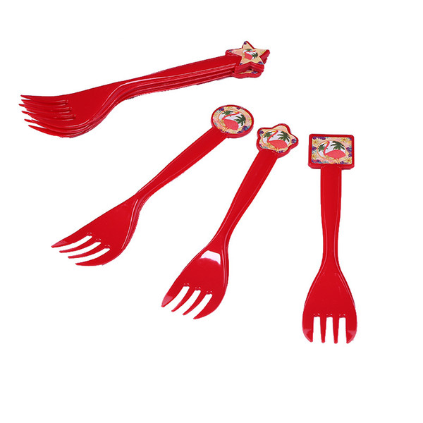 6pcs Red Flamingo Animal Forks Home Supplies Children's Birthday Holiday Graduation Wedding Universal Party Decoration