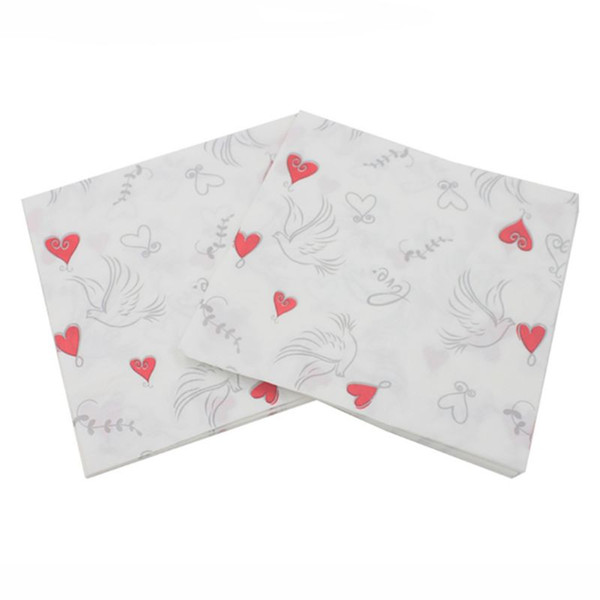 20 pcs Paper Napkins Tissue Printing Napkin Cute Heart Pattern wedding restaurant paper towel Party Festive & Party Decoration