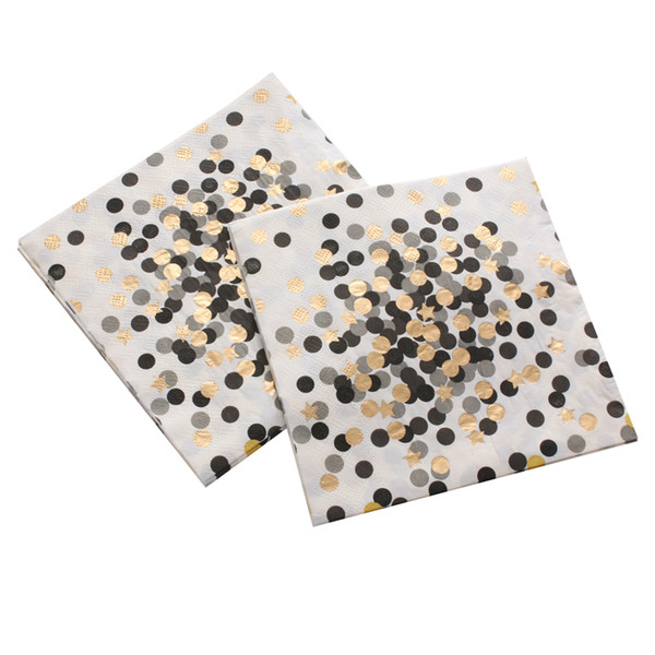 1pack Black Dot Gold Stars Paper Napkin Party Virgin Wood Paper Napkin For Wedding Baby Birthday Home Decoration Supplies