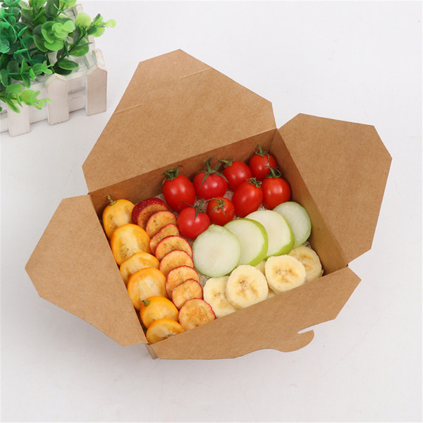 10Pcs Premium Quality Disposable Kraft Paper Lunch Box Eco Friendly Anti Oil Leakproof Takeaway Picnic Box Travel Lunch Box