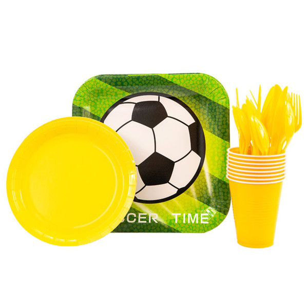 40PCS Disposable Soccer Birthday Party Dinnerware Sport Theme Party Tableware Supplies Set For Children Kids Family