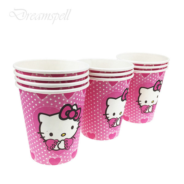 10pc/lot hello kitty Disposable paper Cups Birthday Party Decorations Kids Baby Shower Supplies Party Favors Kids Birthday