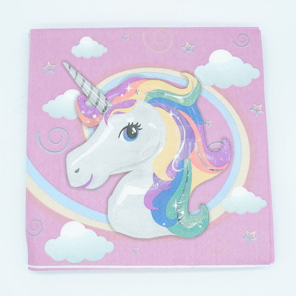 20pcs/lot Unicorn Paper Napkin Party 100% Virgin Wood Paper Napkin For Wedding Baby Birthday Home Decoration Supplies