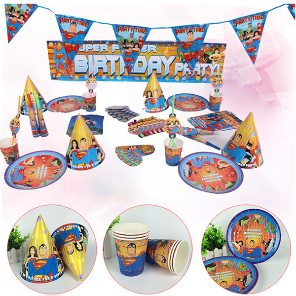 6 People Family Party Birthday Disposable Party Tableware Set Cartoon Theme Decoration Supplies