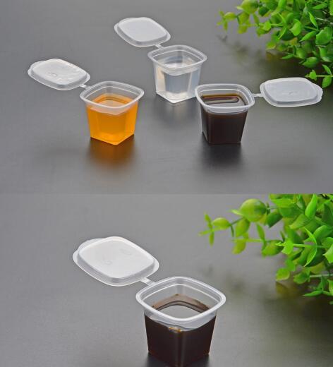 1oz 30ml disposable PP sauce cup tasting cup transparent hard plastic with cover connected free shipping 500pcs