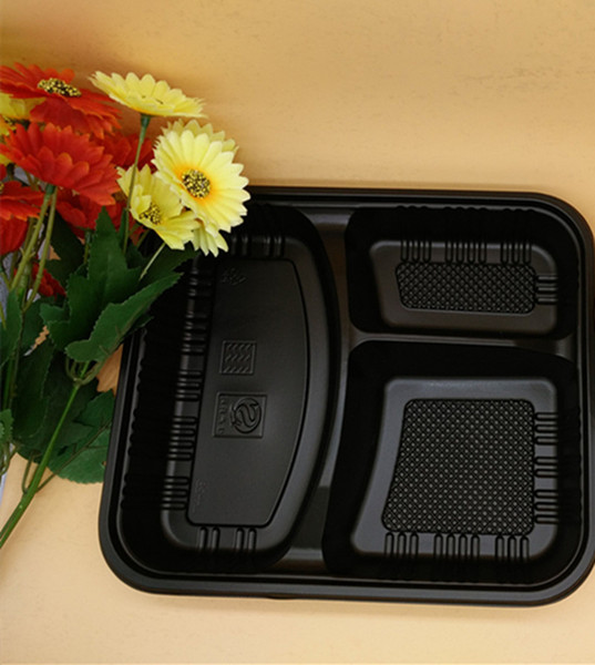 fedex send Disposable Food Containers with Lids/Bento Box/Lunch Tray with Cover 3 Compartment FAST FOOD LUNCH BOX