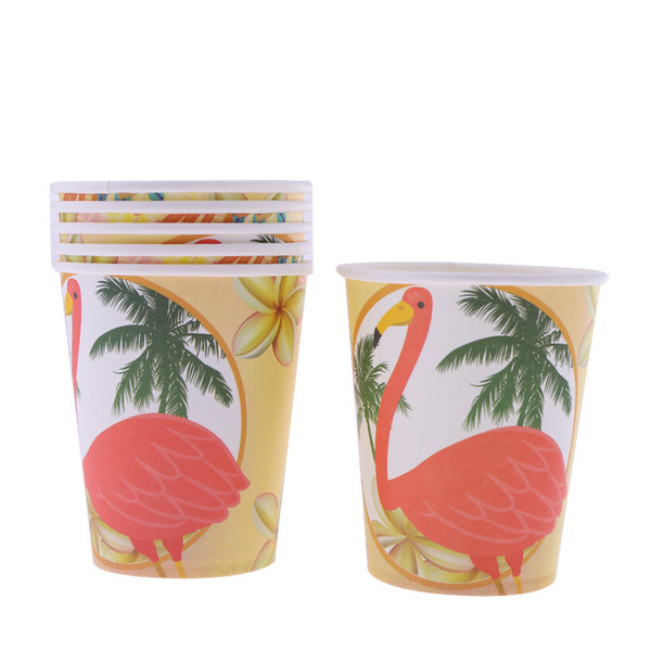 6pcs Flamingo Paper Cup Supplies Children's Birthday Holiday Graduation Halloween Theme Wedding Universal Party Decoration