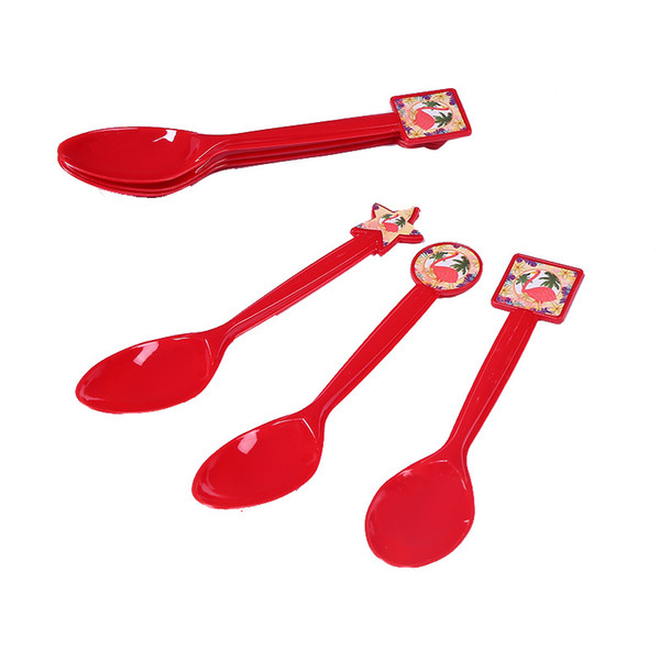 6pcs Red Flamingo Animal Spoons Home Supplies Children's Birthday Holiday Graduation Wedding Universal Party Decoration