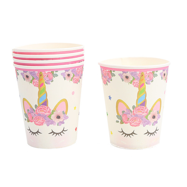 10pcs 7.5cm*8.5cm*5cm Pink Unicorn Disposable Paper Cups Theme Party For Kids Boy Girl Birthday Party supplies